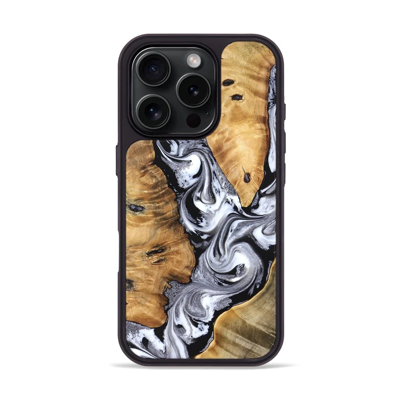 iPhone 16 Pro Wood Phone Case - Cloe (Black & White, 830041)