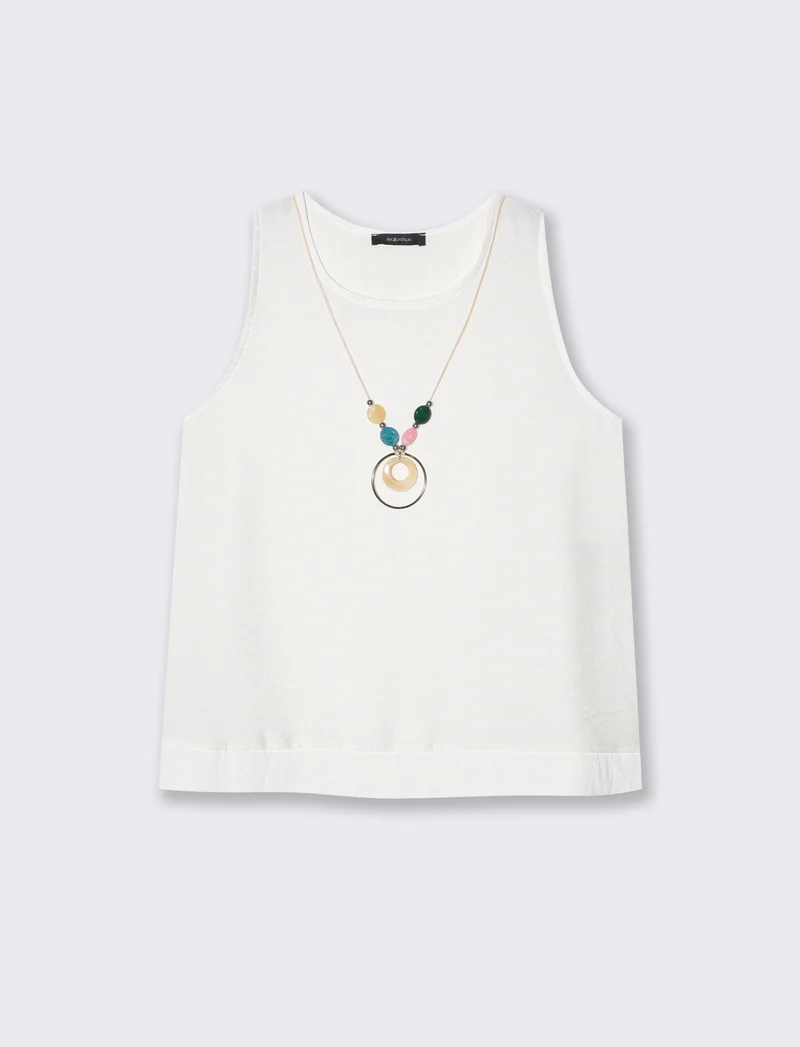 Casacca morbida giromanica con collana donna - Bianco