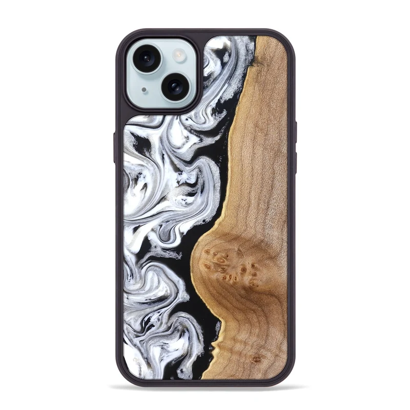 iPhone 15 Plus Wood Phone Case - Rolland (Black & White, 830032)