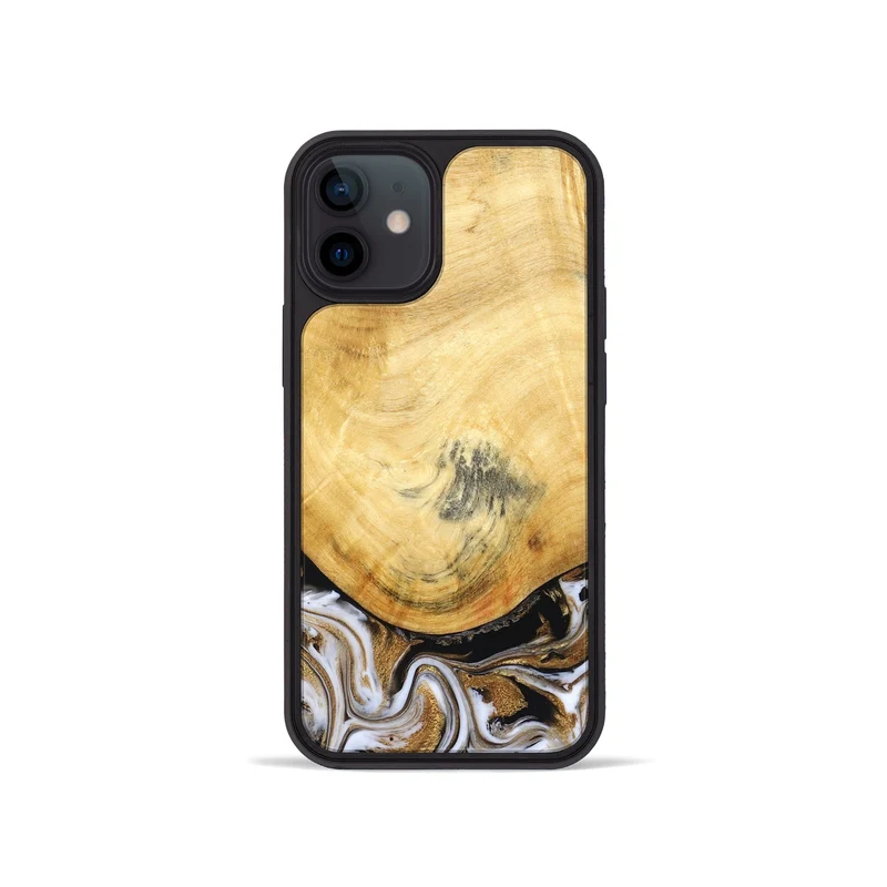iPhone 12 mini Wood Phone Case - Kamiyah (Black & White, 830030)
