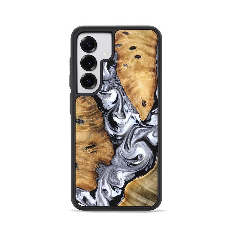 Galaxy S25 Wood Phone Case - Cloe (Black & White, 830041)