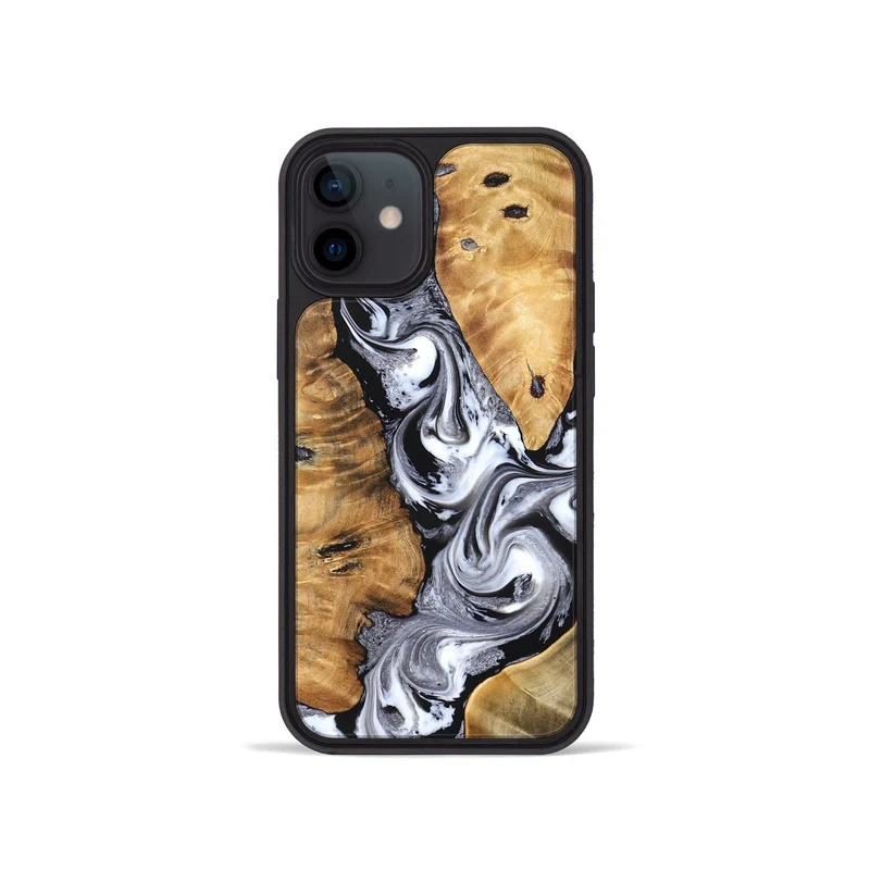 iPhone 12 mini Wood Phone Case - Cloe (Black & White, 830041)