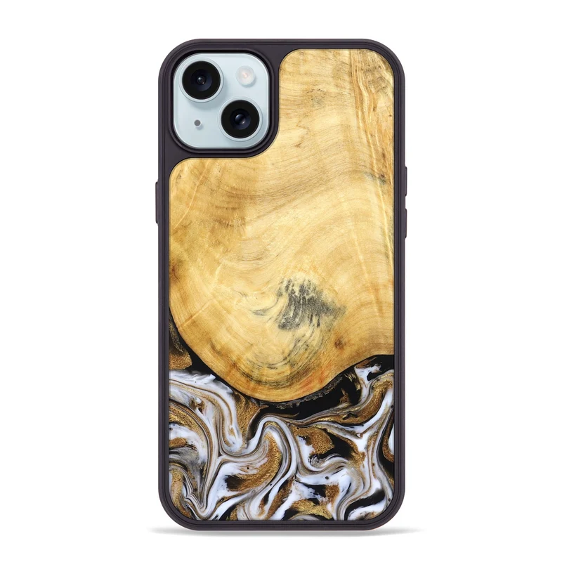 iPhone 15 Plus Wood Phone Case - Kamiyah (Black & White, 830030)