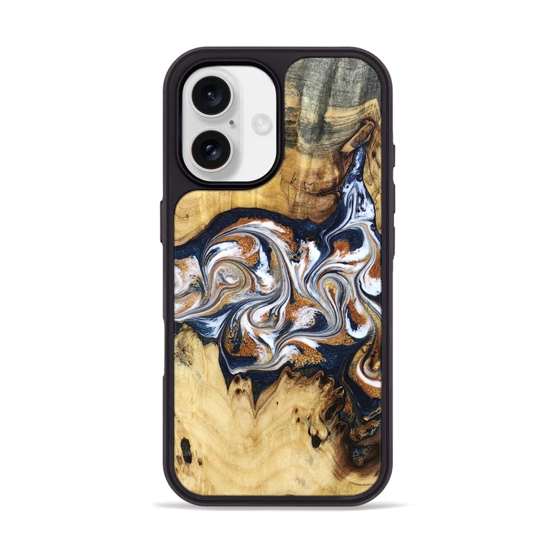 iPhone 17 Wood Phone Case - Savanna (Teal & Gold, 830008)