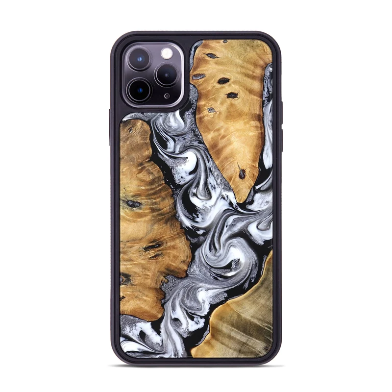 iPhone 11 Pro Max Wood Phone Case - Cloe (Black & White, 830041)
