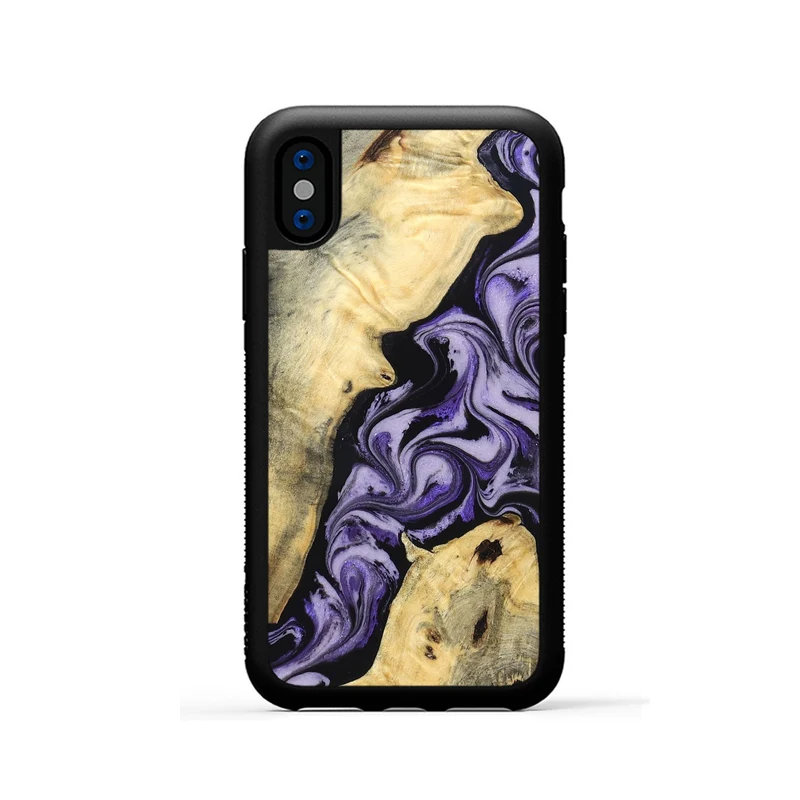 iPhone Xs Wood Phone Case - Sharon (Purple, 830016)