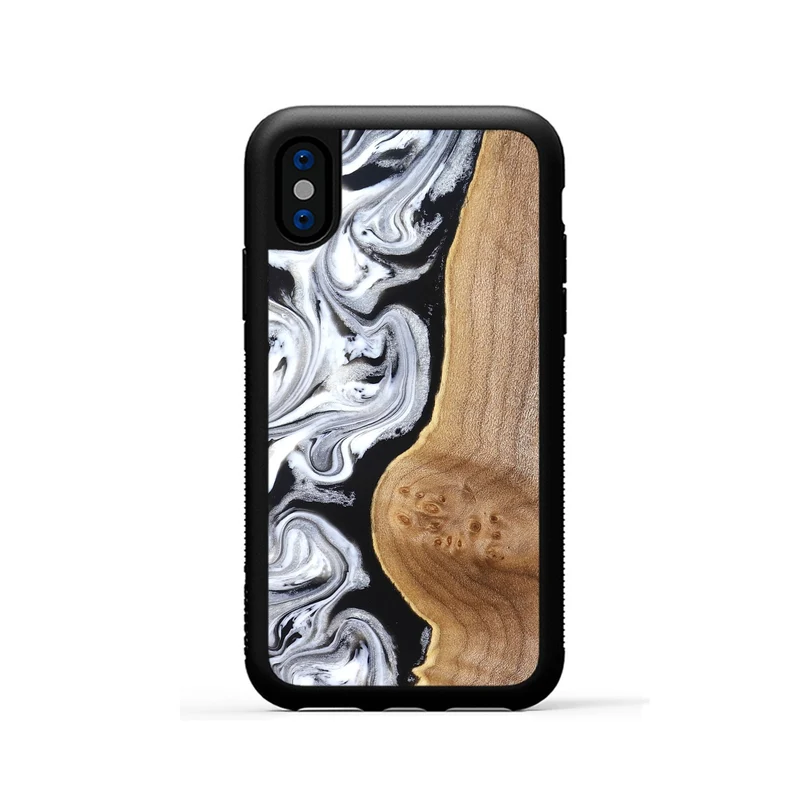 iPhone Xs Wood Phone Case - Rolland (Black & White, 830032)