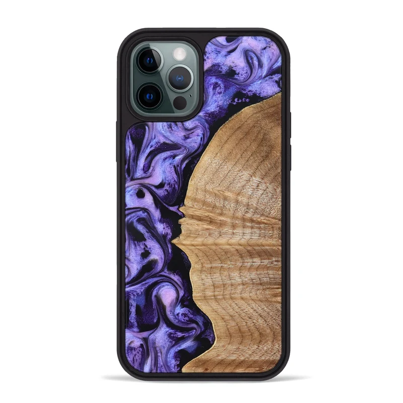 iPhone 12 Pro Max Wood Phone Case - Tillie (Purple, 830015)