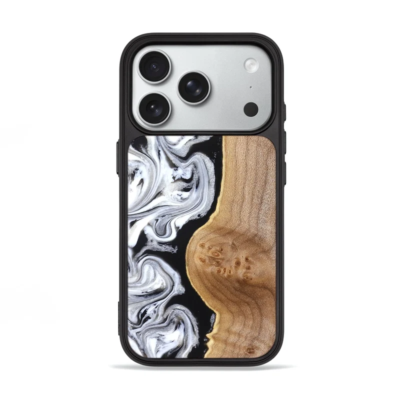 iPhone 18 Pro Wood Phone Case - Rolland (Black & White, 830032)