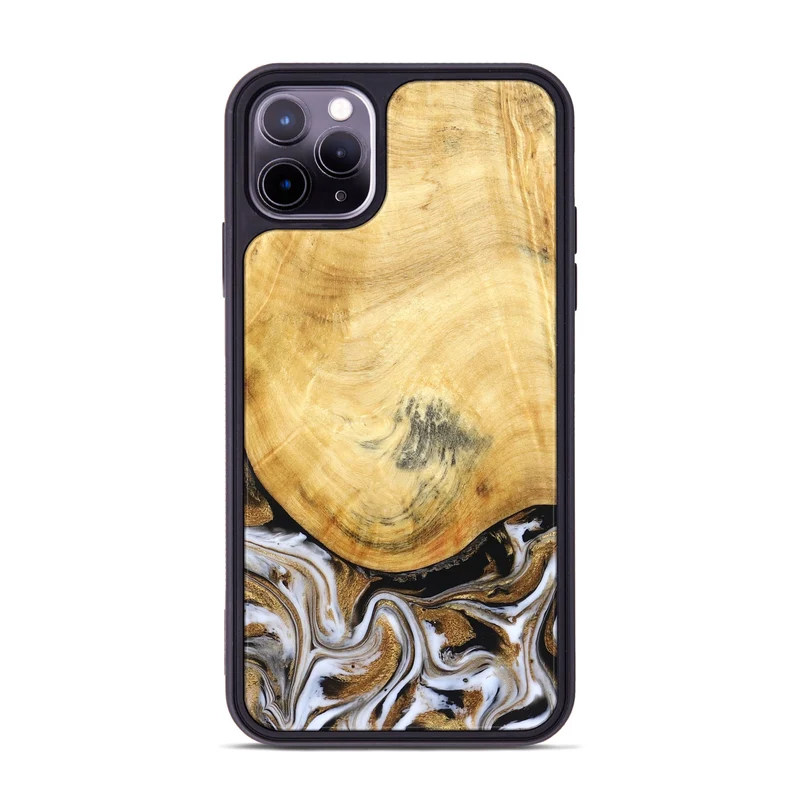 iPhone 11 Pro Max Wood Phone Case - Kamiyah (Black & White, 830030)
