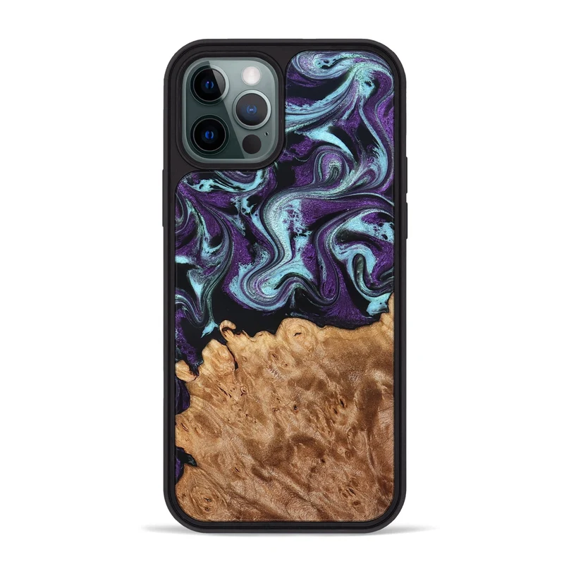 iPhone 12 Pro Max Wood Phone Case - Florida (Purple, 830018)