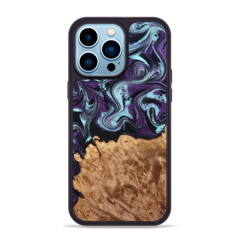 iPhone 14 Pro Max Wood Phone Case - Florida (Purple, 830018)