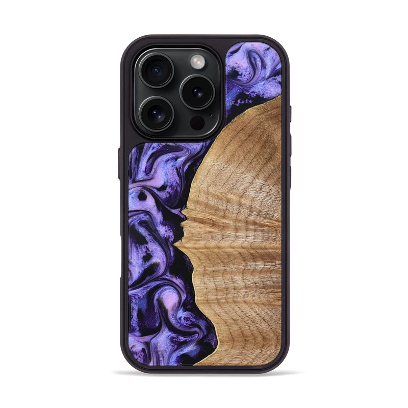 iPhone 16 Pro Wood Phone Case - Tillie (Purple, 830015)