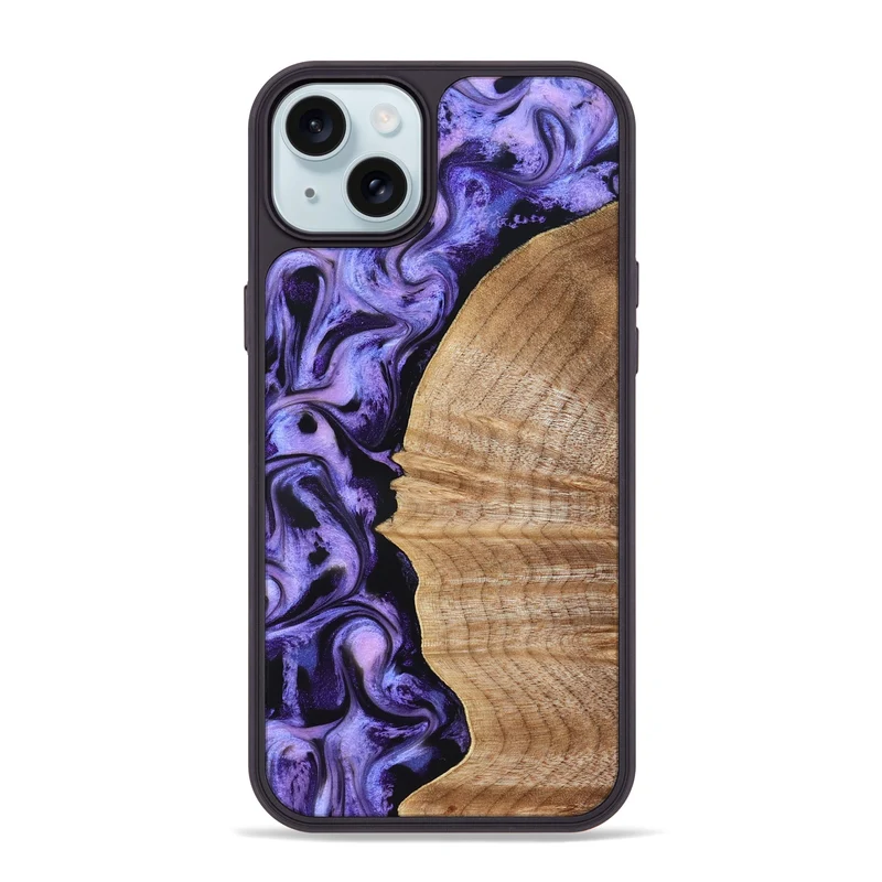 iPhone 15 Plus Wood Phone Case - Tillie (Purple, 830015)