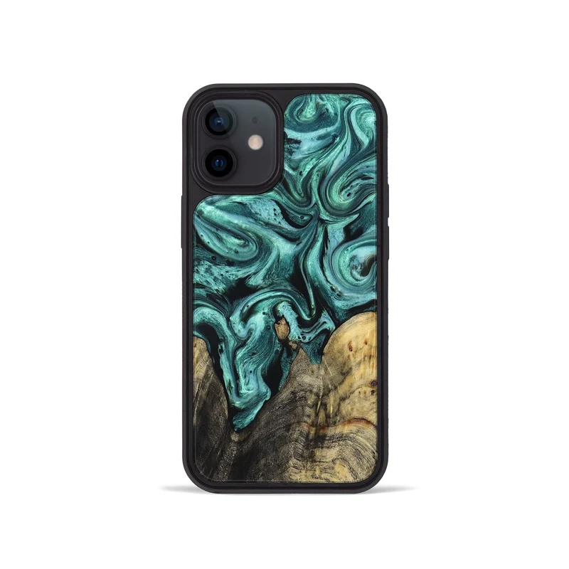 iPhone 12 mini Wood Phone Case - Omarion (Green, 829977)