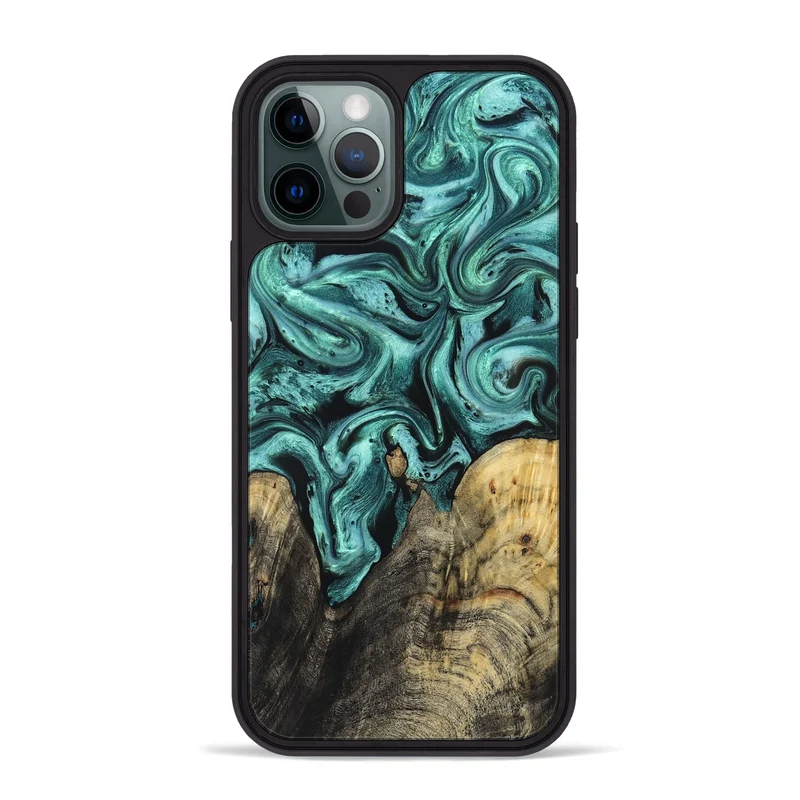 iPhone 12 Pro Max Wood Phone Case - Omarion (Green, 829977)