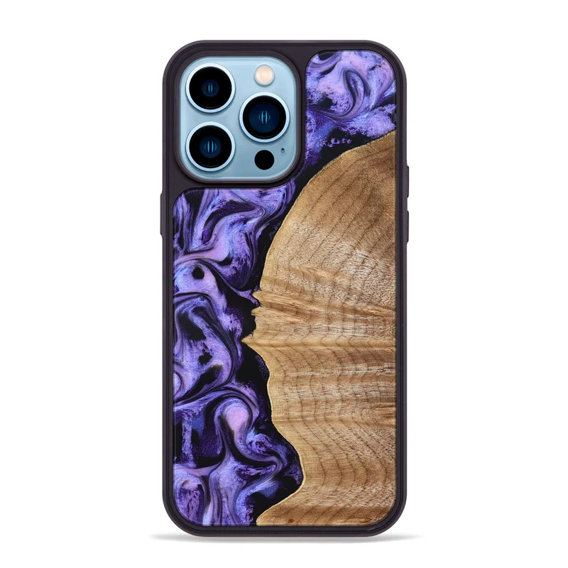 iPhone 14 Pro Max Wood Phone Case - Tillie (Purple, 830015)