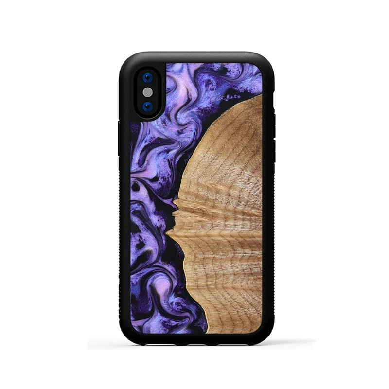iPhone Xs Wood Phone Case - Tillie (Purple, 830015)