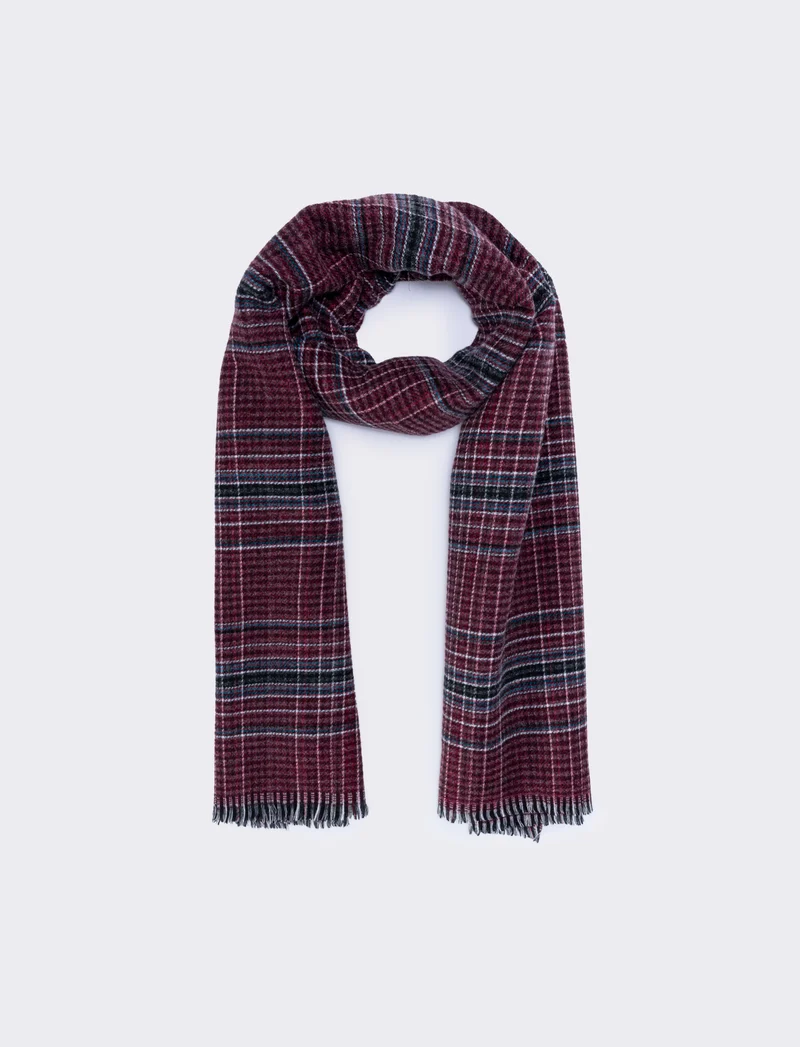 Foulard double face righe e quadretti uomo - Rosso