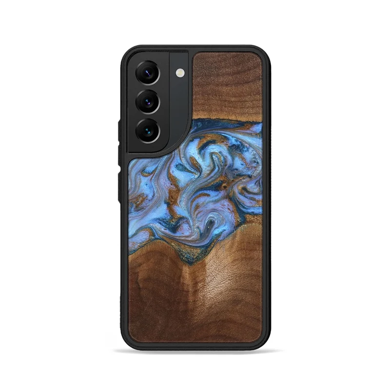 Galaxy S22 Wood Phone Case - Ford (Teal & Gold, 830001)