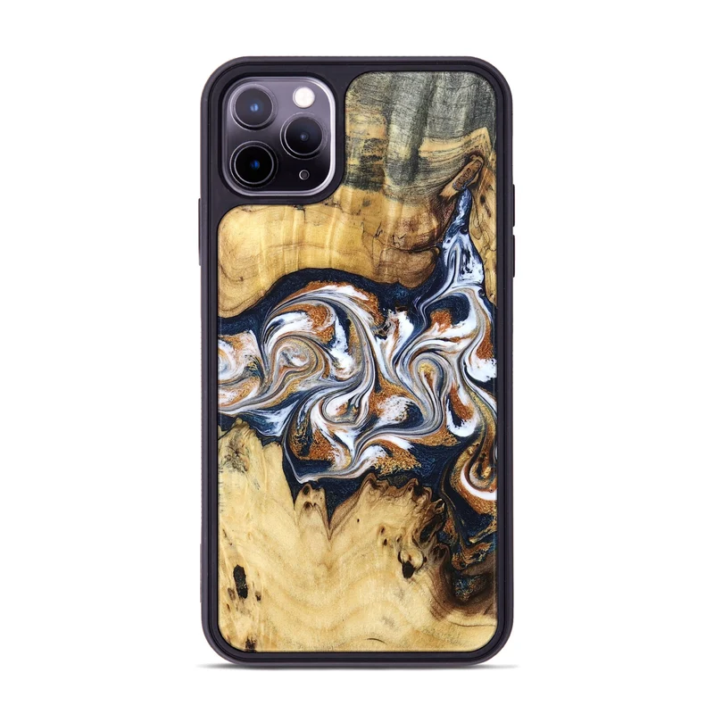 iPhone 11 Pro Max Wood Phone Case - Savanna (Teal & Gold, 830008)
