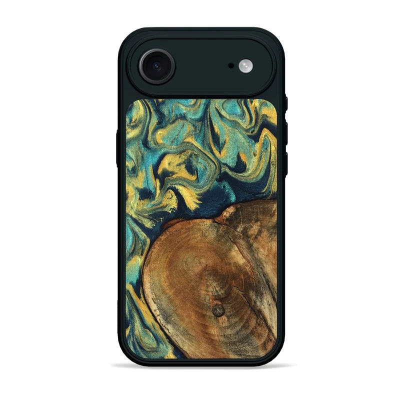 iPhone 17 Air Wood Phone Case - Odie (Teal & Gold, 829995)