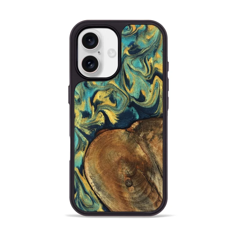 iPhone 17 Wood Phone Case - Odie (Teal & Gold, 829995)