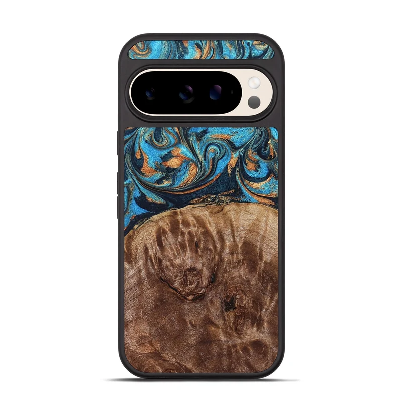 Pixel 10 Pro Wood Phone Case - Nautica (Teal & Gold, 829996)
