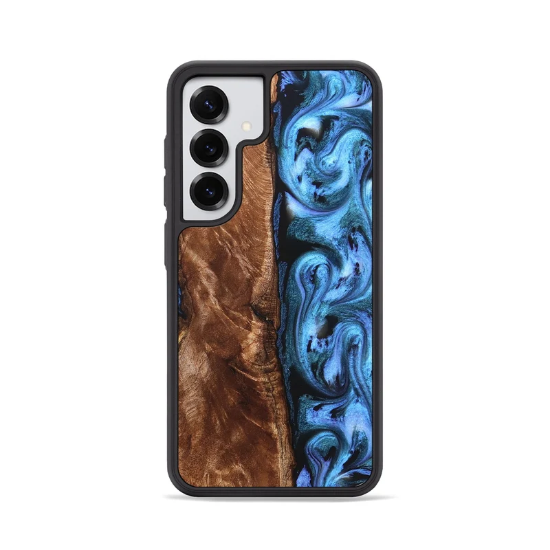 Galaxy S25 Wood Phone Case - Lily (Blue, 829989)