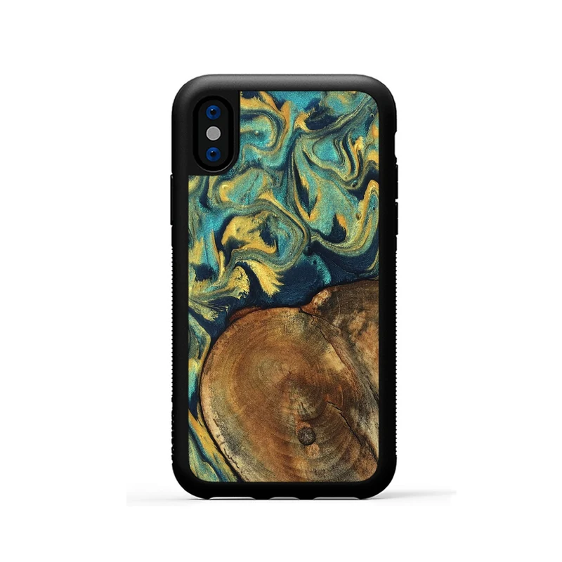 iPhone Xs Wood Phone Case - Odie (Teal & Gold, 829995)