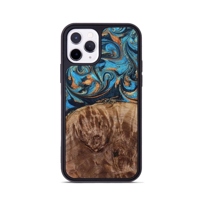 iPhone 11 Pro Wood Phone Case - Nautica (Teal & Gold, 829996)