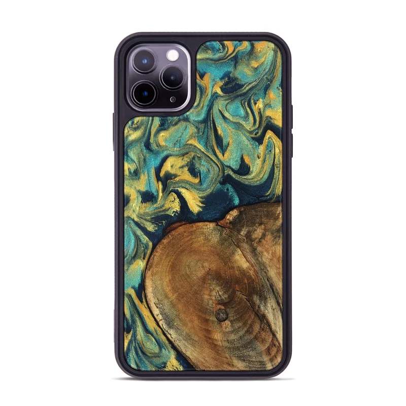 iPhone 11 Pro Max Wood Phone Case - Odie (Teal & Gold, 829995)