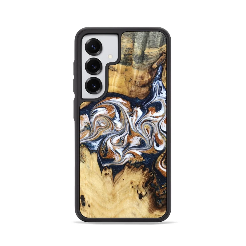 Galaxy S25 Wood Phone Case - Savanna (Teal & Gold, 830008)