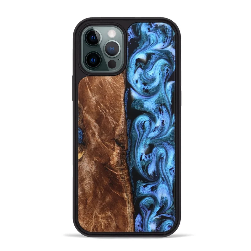 iPhone 12 Pro Max Wood Phone Case - Lily (Blue, 829989)