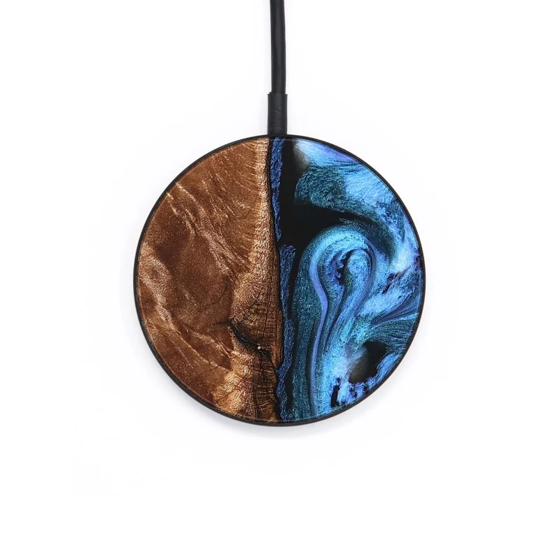 Circle Wood Wireless Charger - Lily (Blue, 829989)