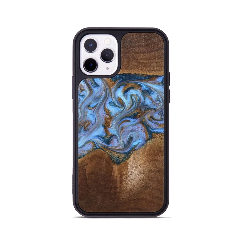 iPhone 11 Pro Wood Phone Case - Ford (Teal & Gold, 830001)