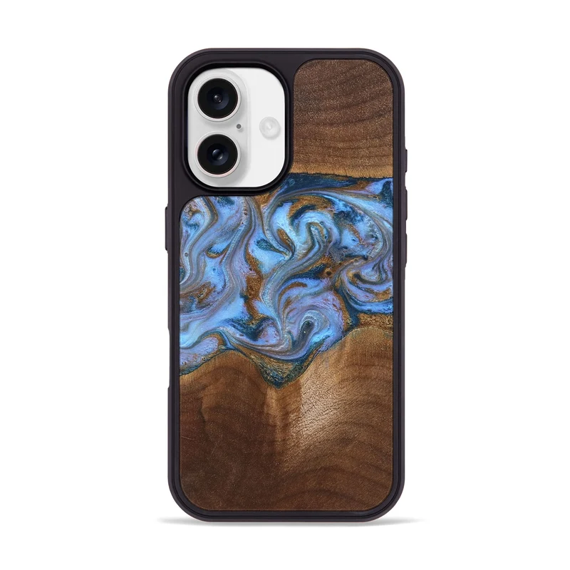 iPhone 17 Wood Phone Case - Ford (Teal & Gold, 830001)