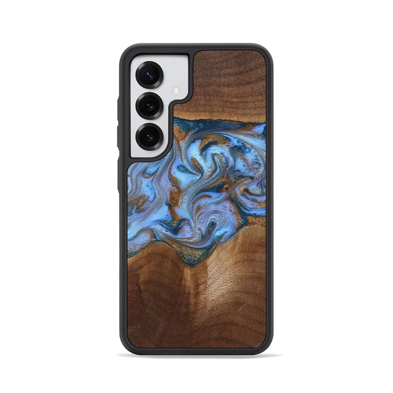 Galaxy S25 Wood Phone Case - Ford (Teal & Gold, 830001)