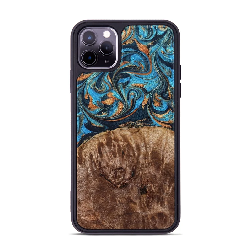 iPhone 11 Pro Max Wood Phone Case - Nautica (Teal & Gold, 829996)