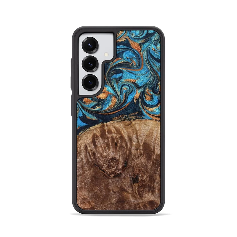 Galaxy S25 Wood Phone Case - Nautica (Teal & Gold, 829996)