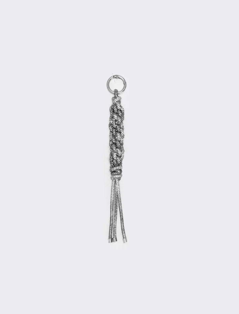 Portachiavi Scooby Tubolare con Strass - Argento