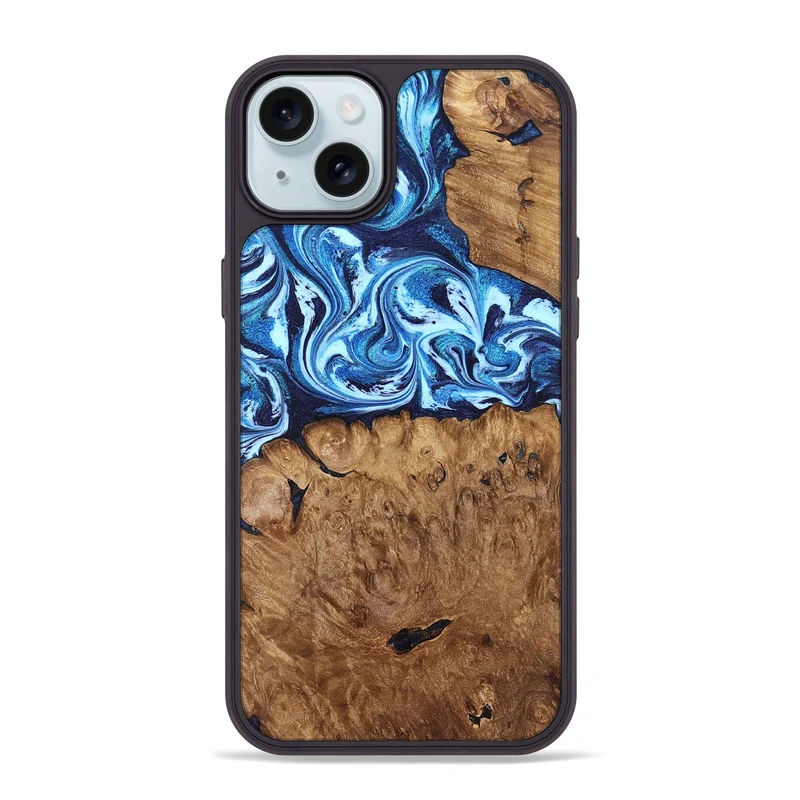iPhone 15 Plus Wood Phone Case - Manila (Blue, 829952)