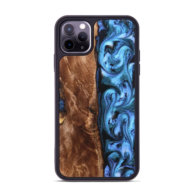 iPhone 11 Pro Max Wood Phone Case - Lily (Blue, 829989)