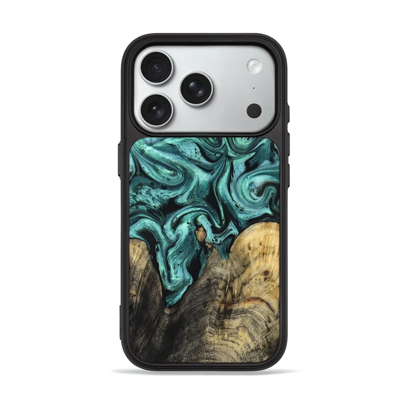 iPhone 18 Pro Wood Phone Case - Omarion (Green, 829977)