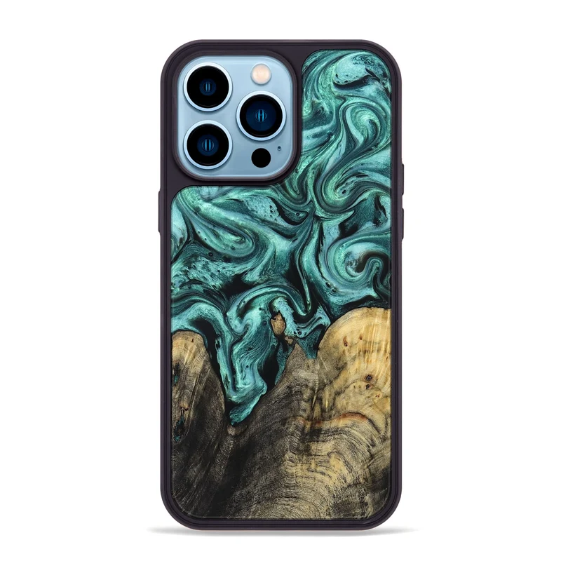 iPhone 14 Pro Max Wood Phone Case - Omarion (Green, 829977)