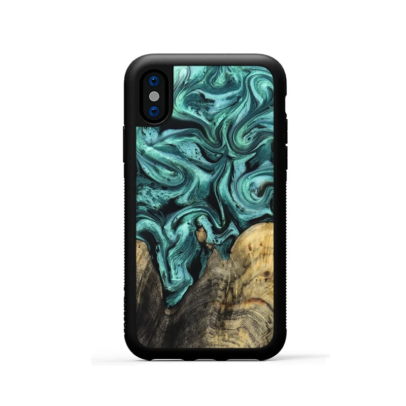 iPhone Xs Wood Phone Case - Omarion (Green, 829977)
