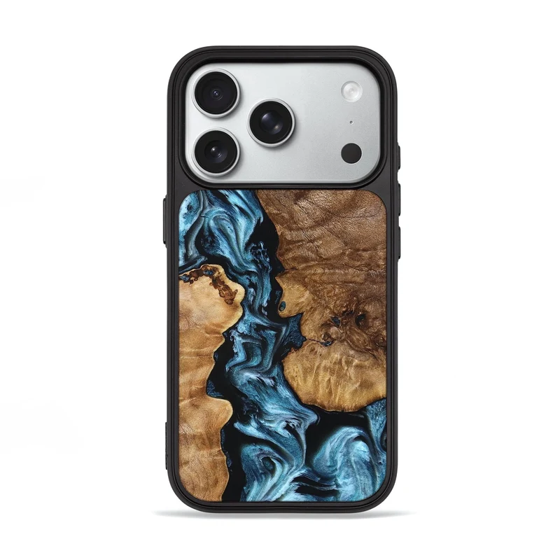 iPhone 18 Pro Wood Phone Case - Tim (Blue, 829951)