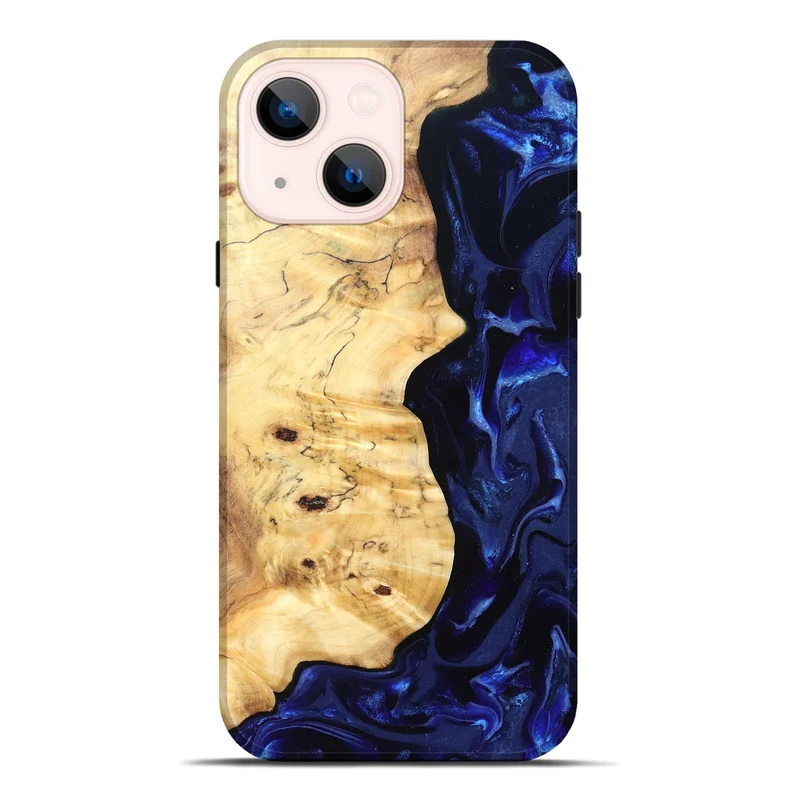 iPhone 14 Plus Wood Live Edge Phone Case - Ayana (Blue, 829858)
