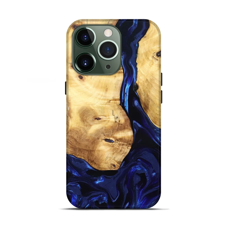 iPhone 13 Pro Wood Live Edge Phone Case - Tayla (Blue, 829853)
