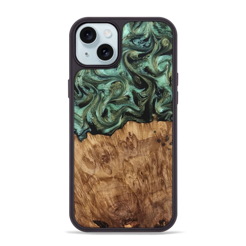 iPhone 15 Plus Wood Phone Case - Jasmyn (Green, 829976)